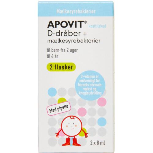 Apovit D-dråber + mælkesyrebakterier 2 x 8 ml